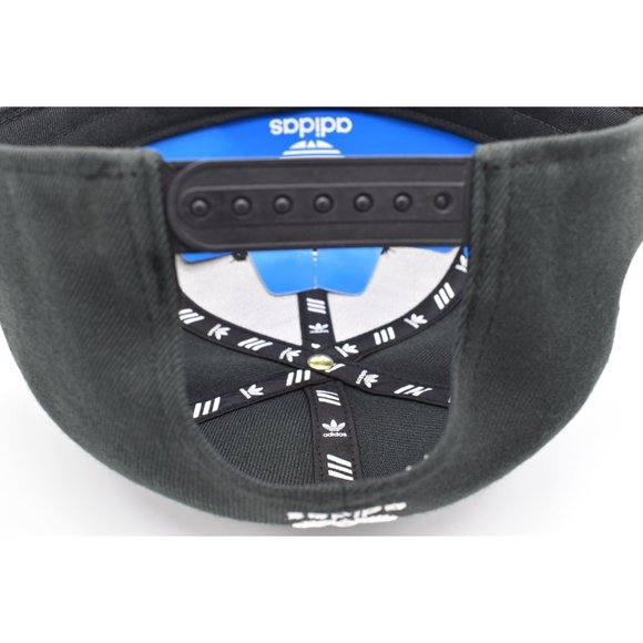 Adidas Snap Back Hat Original Black White Trefoil Flat Brim Adjustable NEW - Picture 4 of 10